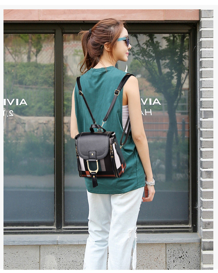 Women’s Grid Backpack – School & Travel Bag for Girls