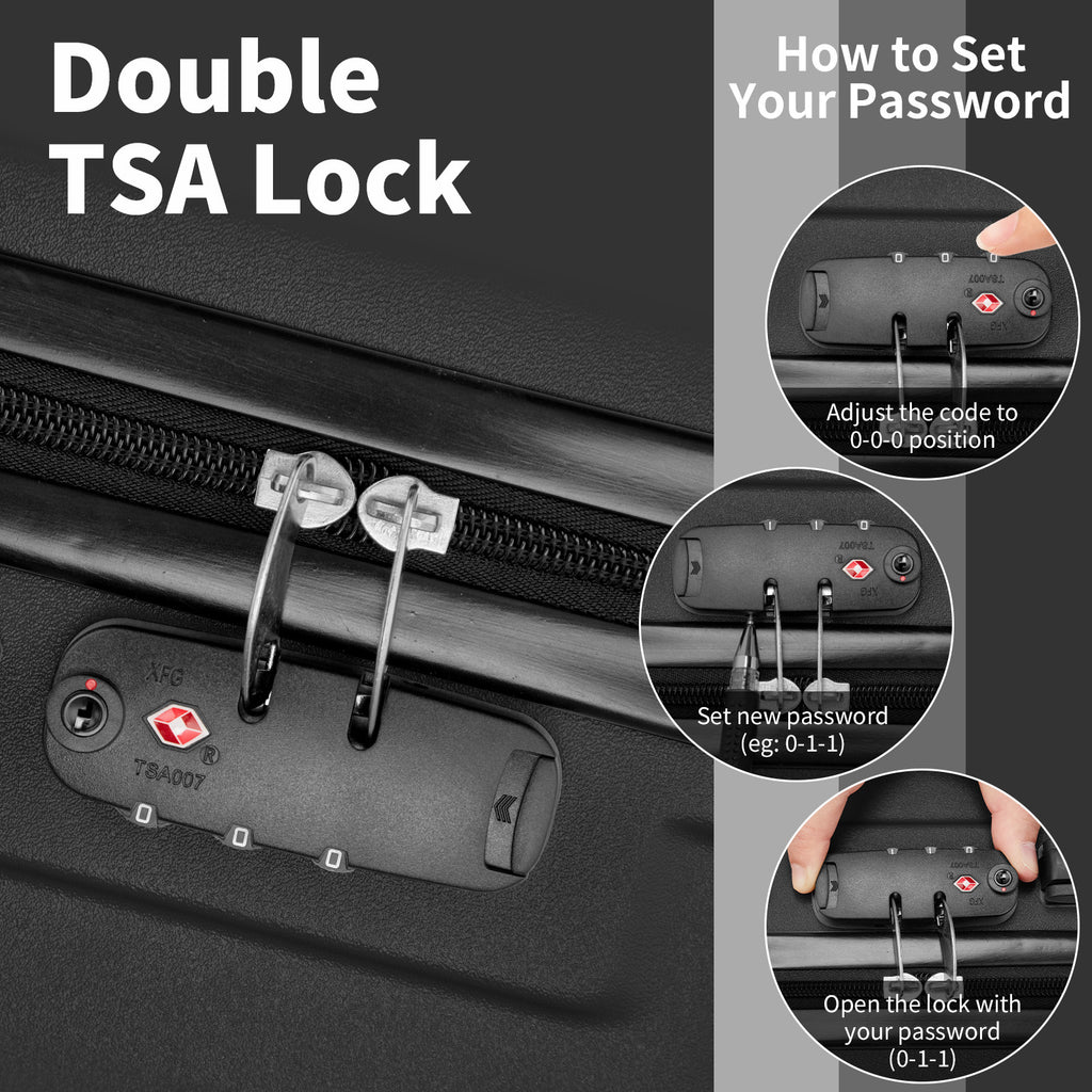 3-in-1 ABS+PC Luggage Set – 20", 24", 28" Suitcases