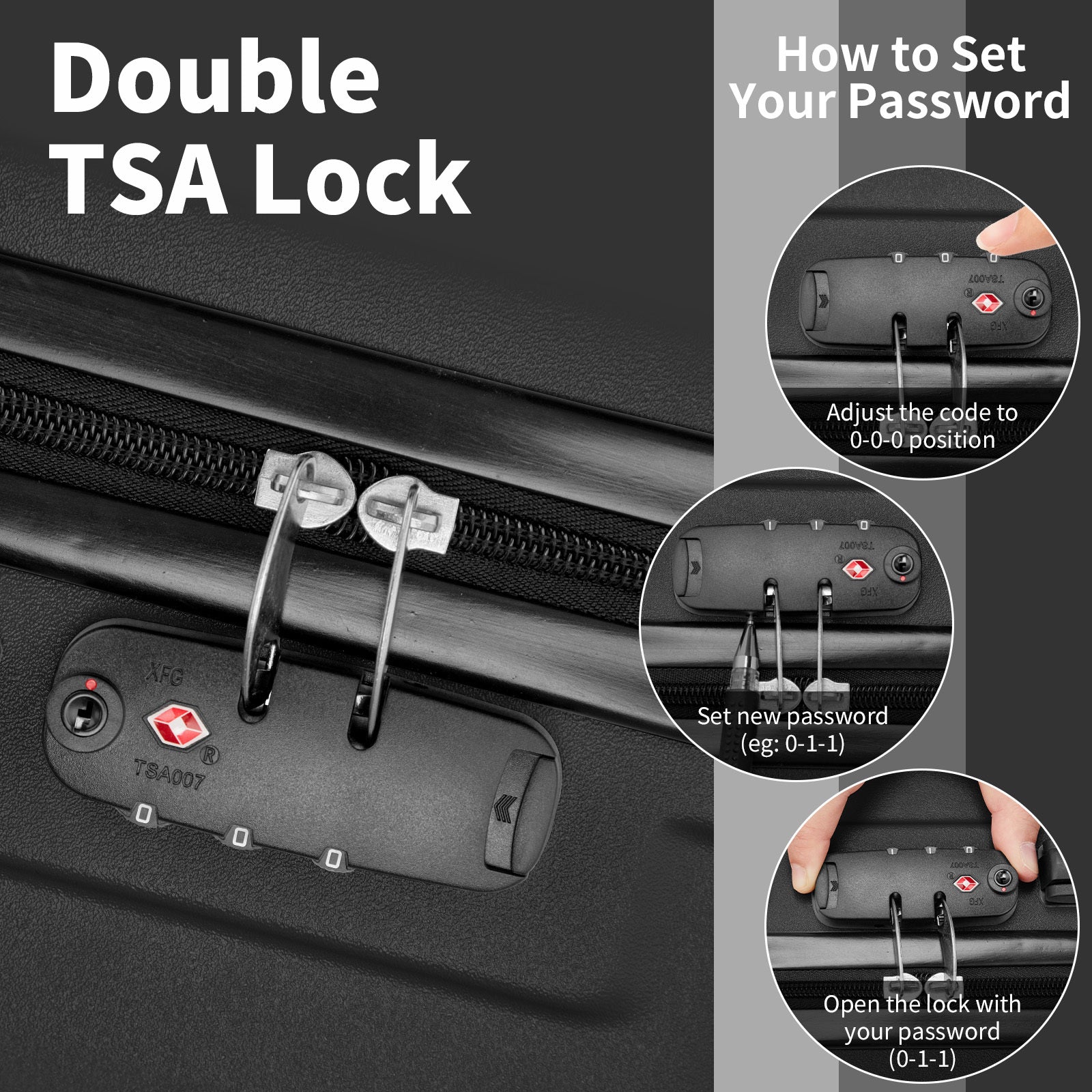 3-in-1 ABS+PC Luggage Set – 20", 24", 28" Suitcases