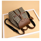 Trendy Houndstooth Travel Backpack for Women & Girls