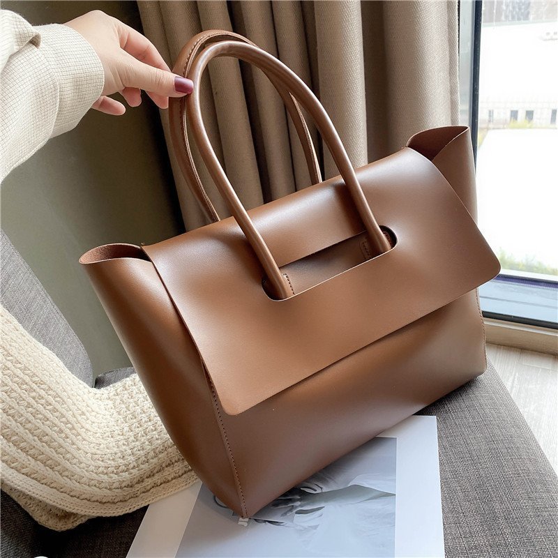 Women's Large Capacity Shoulder Tote – Stylish, Retro, Solid Color, High Quality