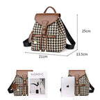 Trendy Houndstooth Travel Backpack for Women & Girls