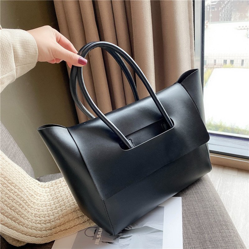 Women's Large Capacity Shoulder Tote – Stylish, Retro, Solid Color, High Quality