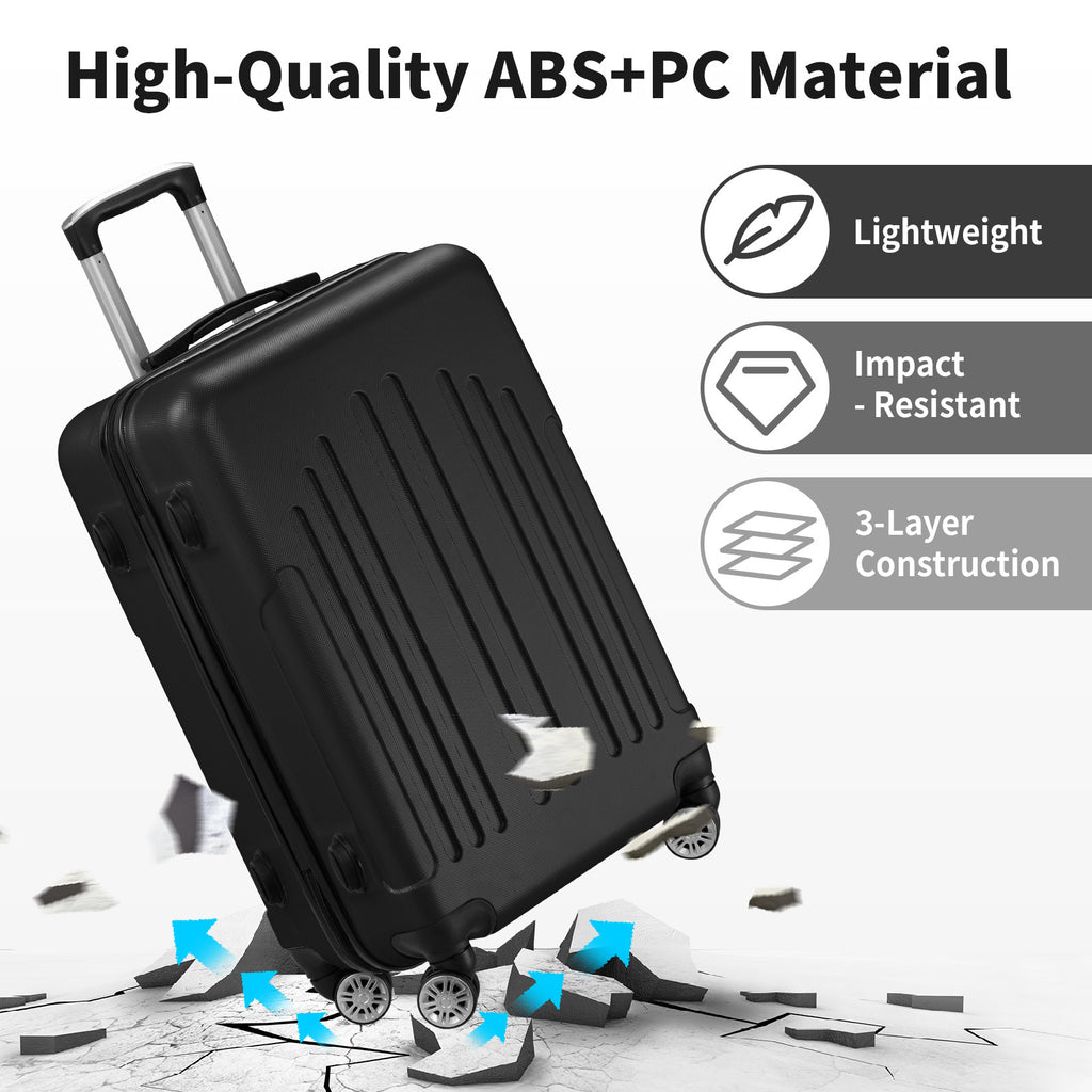 3-in-1 ABS+PC Luggage Set – 20", 24", 28" Suitcases
