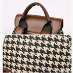 Trendy Houndstooth Travel Backpack for Women & Girls