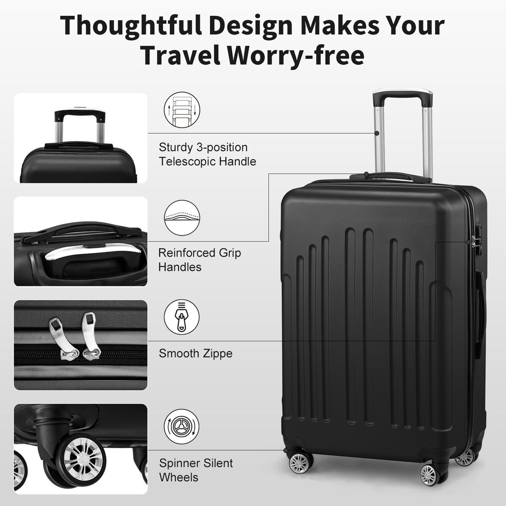 3-in-1 ABS+PC Luggage Set – 20", 24", 28" Suitcases